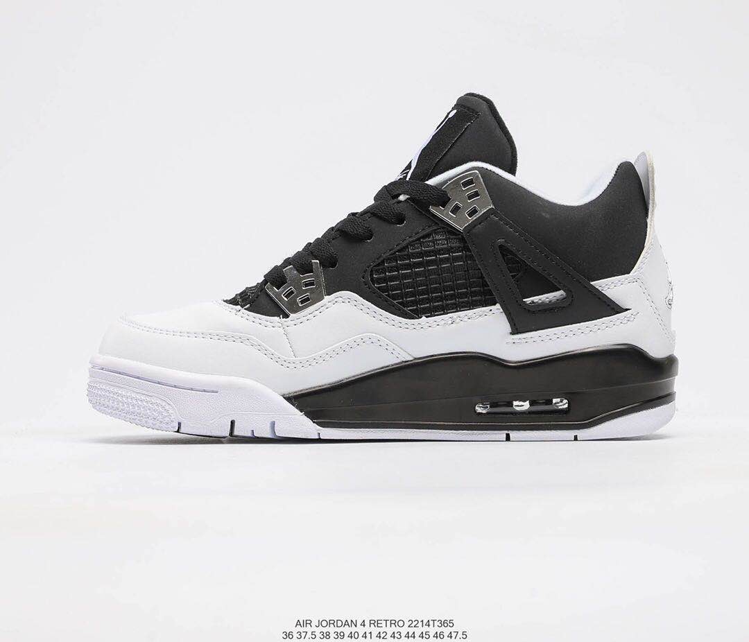 New Air Jordan 4 Black White Shoes For Women